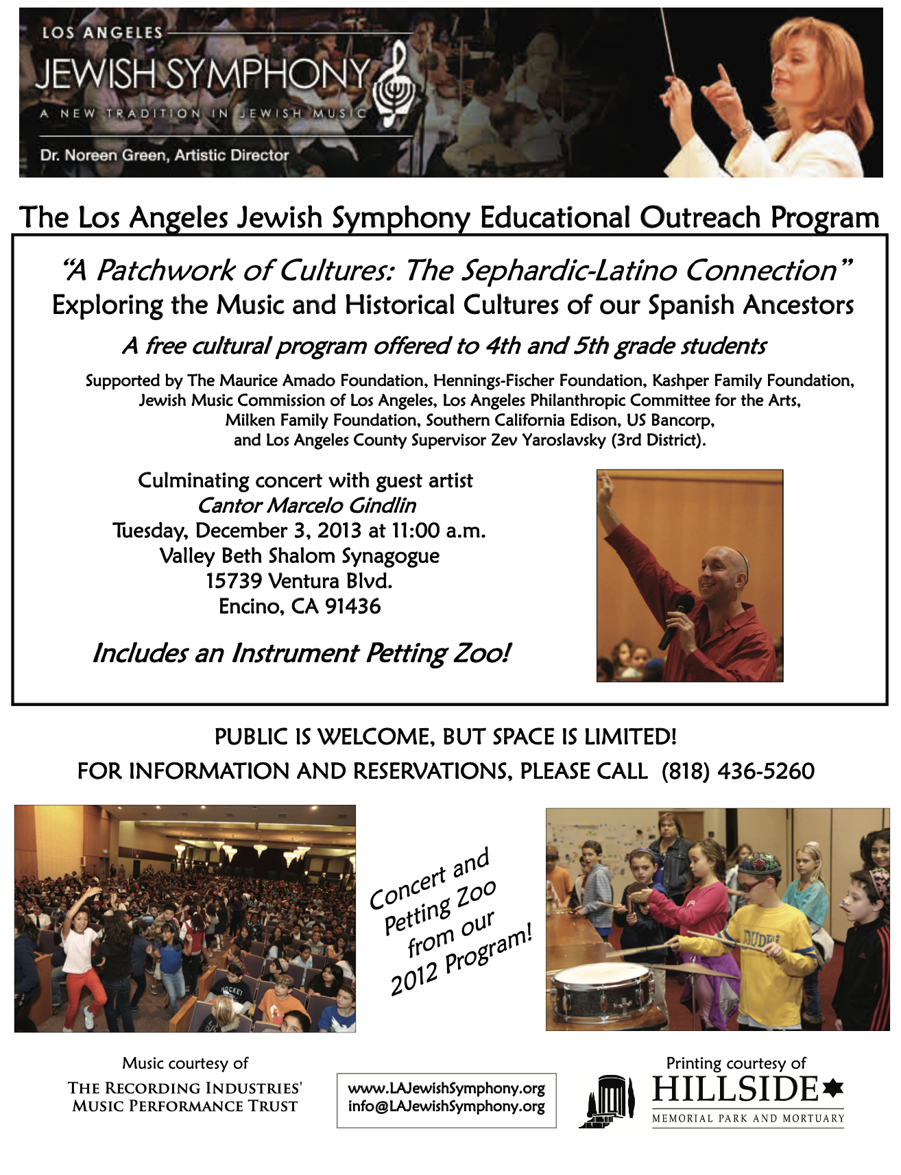 a flyer for the LAJS concert "A World of Jewish Music"